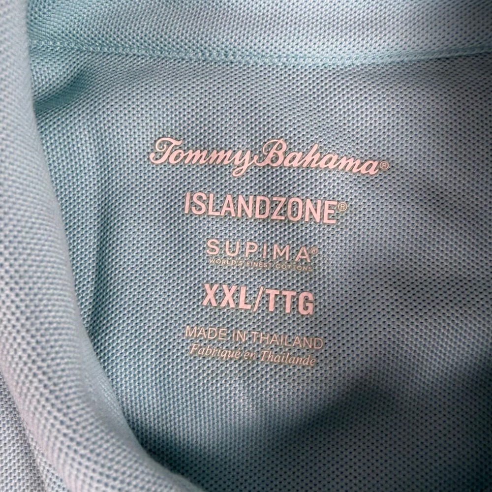 Tommy Bahama Mens XXL IslandZone Supima Cotton Pique Button Down Shirt Aqua Blue - Picture 5 of 10
